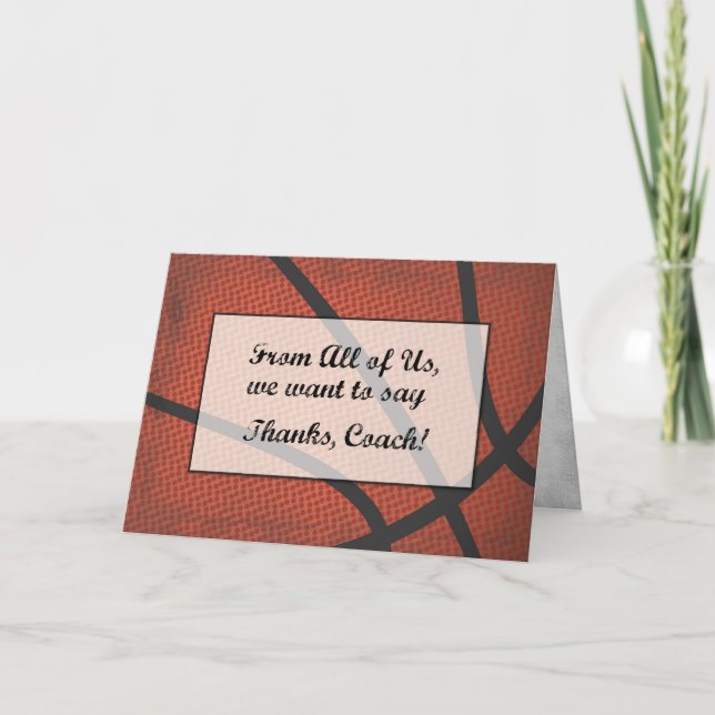 Thank You Coach Basketball Large Distressed Sports Card (Front)