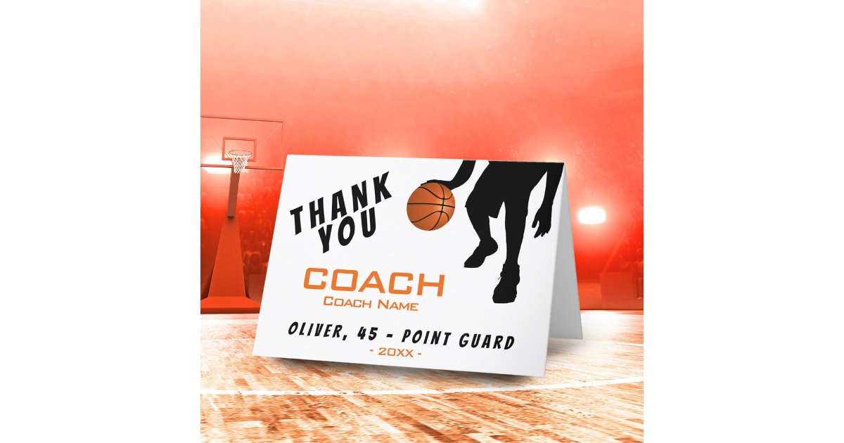 Thank you Coach Basketball Player Card | Zazzle