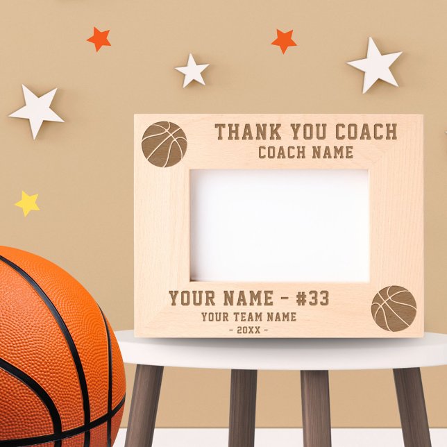 Thank you Coach Basketball Team Name Sports Engraved Frames (Creator Uploaded)