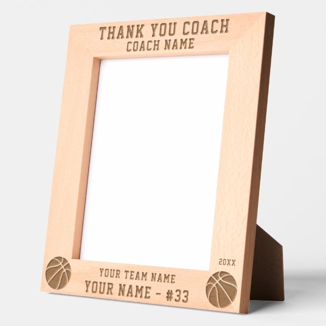 Thank you Coach Basketball Team Name Sports Engraved Frames (Left)