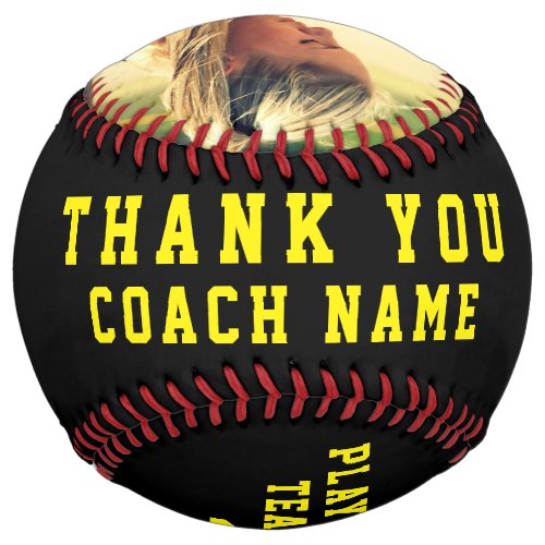 Thank you Coach Black Team Name Number Photo Softb Softball - Thank you Coach Black Team Name Number Photo Softball. A perfect thank you gift for a coach. Personalize it with your photo, team name, your name, your number, the year and the coach name. 