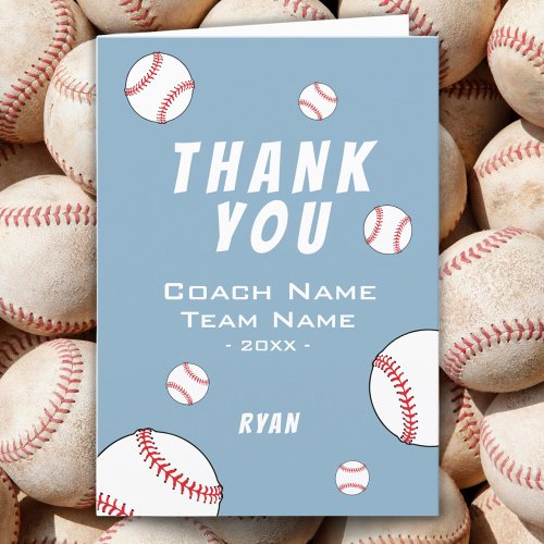 Thank you Coach Blue Baseball Player Card