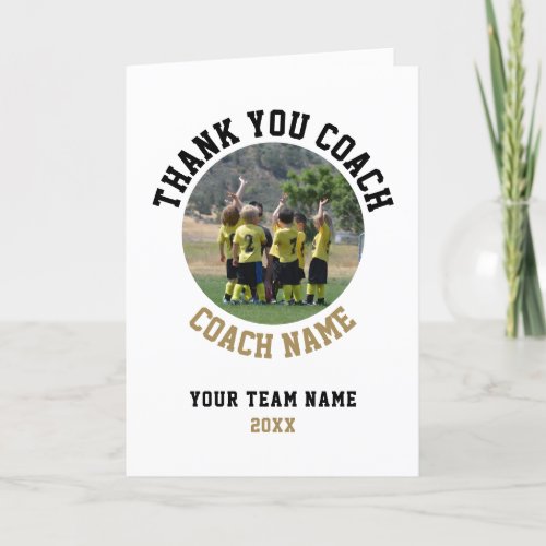 Thank you Coach Card Team Name Photo