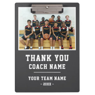 Thank you Coach Card Team Name Photo Clipboard