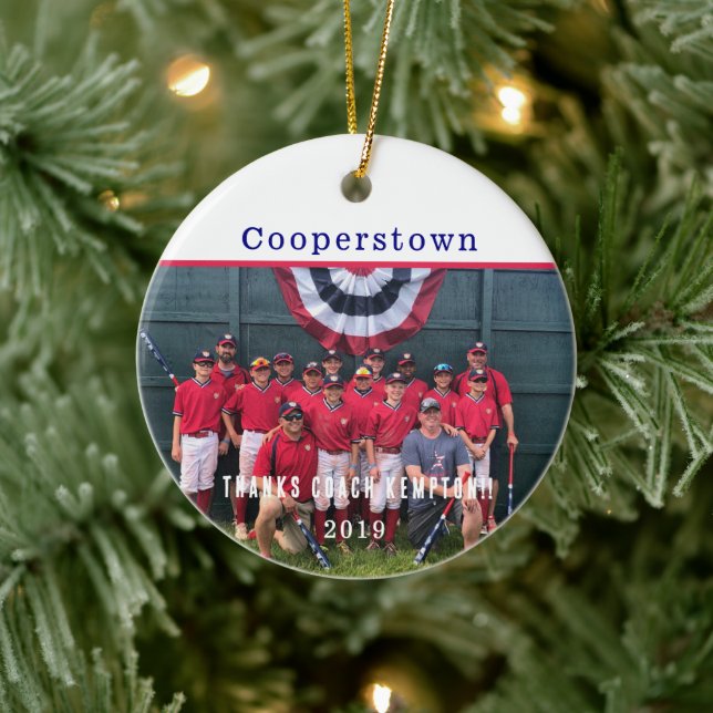 Thank You Coach – Cooperstown Keepsake Team Photo  Ceramic Ornament (Tree)