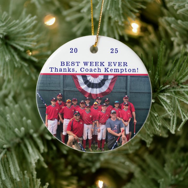 Thank You Coach Cooperstown Team Photo Best Week  Ceramic Ornament (Tree)