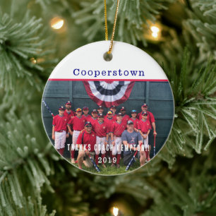 Thank You Coach Cooperstown Team Photo Keepsake Ceramic Ornament