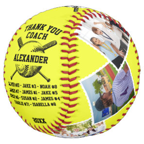 Thank You Coach, Custom 6 photos & teammates names Softball