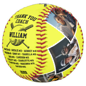Thank You Coach, Custom 6 photos & teammates names Softball
