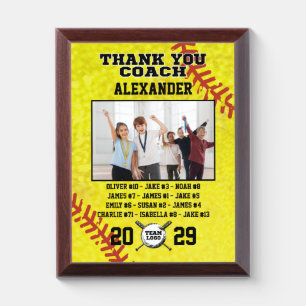 Thank You Coach, Custom photo & teammates names Award Plaque