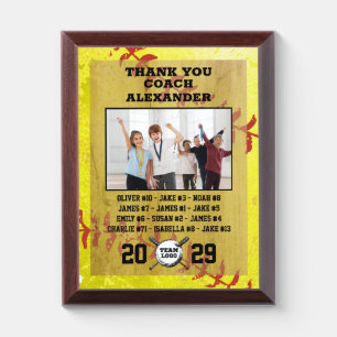 Thank You Coach, Custom photo & teammates names Award Plaque