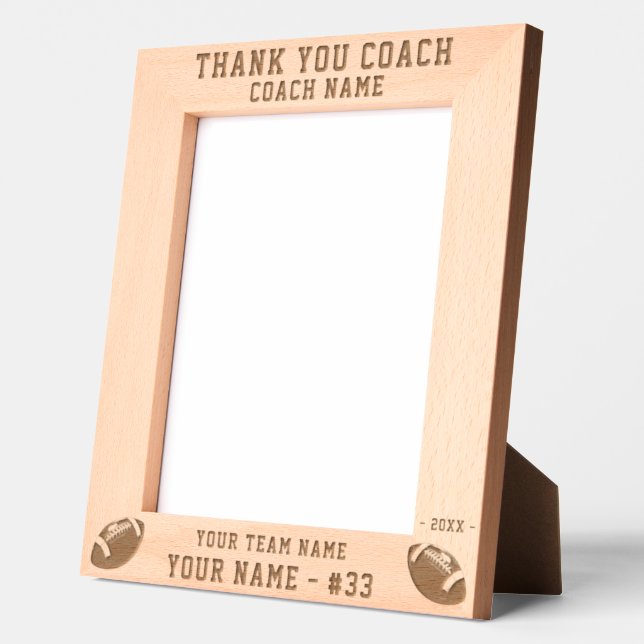Thank you Coach Football Team Name Sports Engraved Frames (Left)