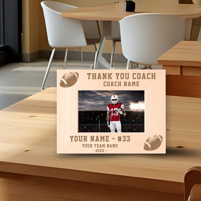 Thank you Coach Football Team Name Sports Engraved Frames (Creator Uploaded)