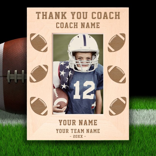 Thank you Coach Football Team Name Sports Engraved Frames (Creator Uploaded)
