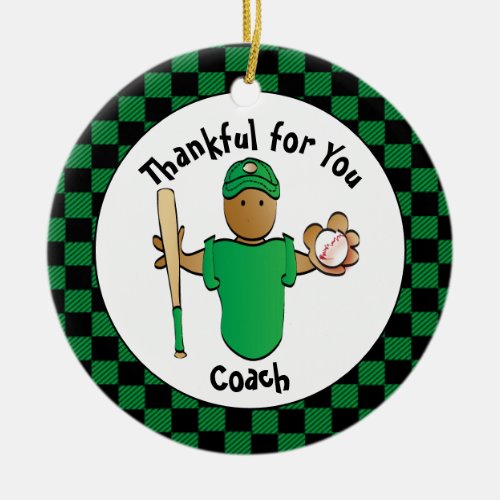 Thank You Coach Holiday Gift with His Name Ceramic Ornament