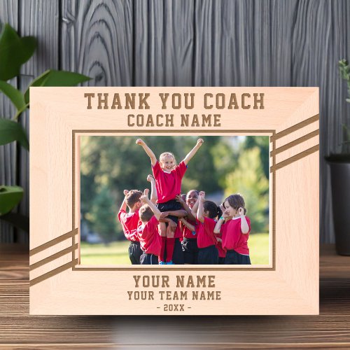 Thank you Coach Player Name Team Sports Engraved Frames