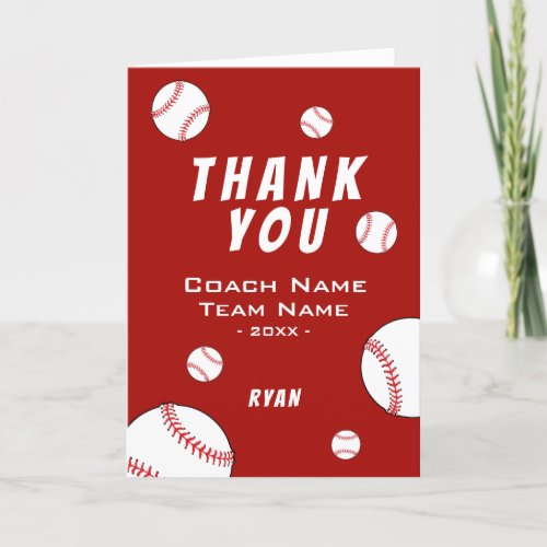 Thank you Coach Red Baseball  Card