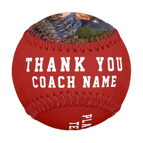 Thank you Coach Red Team Name Number Photo Baseball