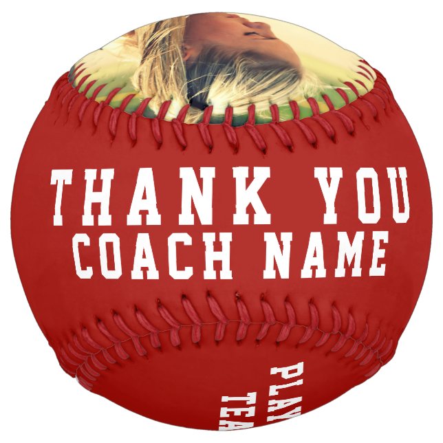 Thank you Coach Red Team Name Number Photo Softball (Back)