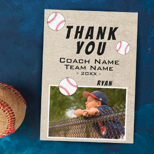 Thank you Coach Rustic Baseball Photo Card