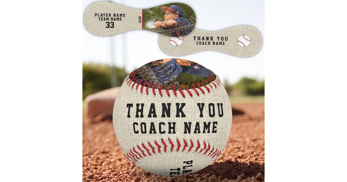 Thank you Coach Rustic Team Name Number Photo Baseball | Zazzle