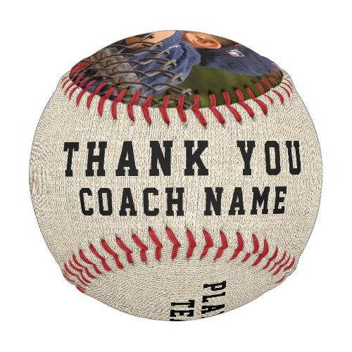 Thank you Coach Rustic Team Name Number Photo   Baseball - Thank you Coach Rustic Team Name Number Photo Baseball. Beige rustic background. A perfect thank you gift for a coach. Personalize it with your photo, team name, your name, your number, the year and the coach name. 