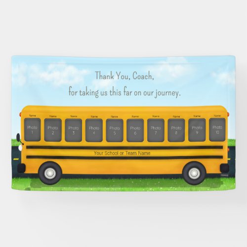 Thank You Coach School Bus Custom 10 Photo Banner