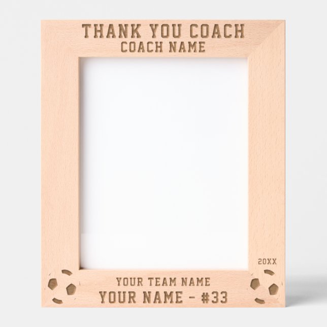 Thank you Coach Soccer Team Name Sports Engraved Frames (Front)
