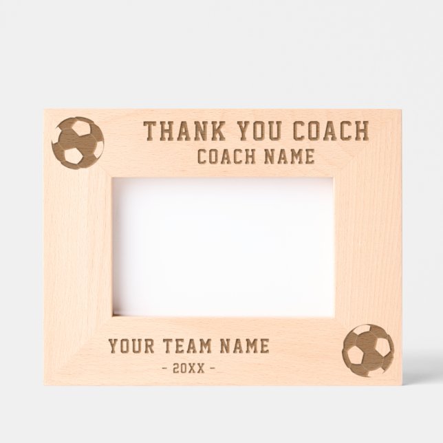 Thank you Coach Soccer Team Name Sports Engraved Frames (Front)