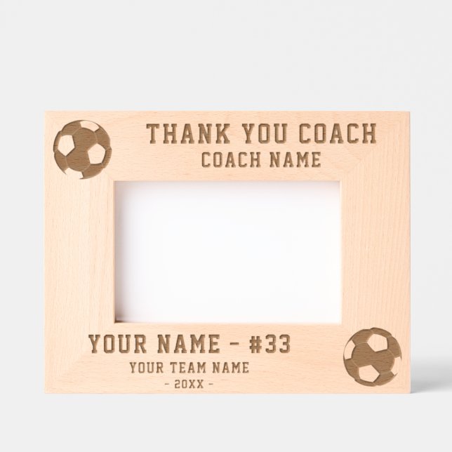 Thank you Coach Soccer Team Name Sports Engraved Frames (Front)