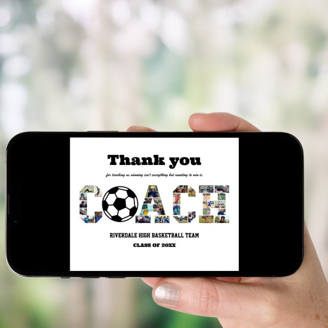 Thank You Coach Soccer Team Photo Collage  Poster (Front Digital)