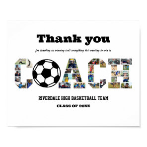 Thank You Coach Soccer Team Photo Collage  Poster