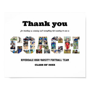 Thank You Coach Sports Team Photo Collage Poster