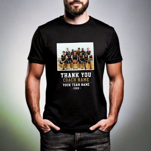Thank you Coach Team Name and Photo Black T-Shirt