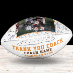 Thank you Coach Team Name and Team Photo Football<br><div class="desc">Thank you Coach Team Name and Team Photo Football. The text is a trendy font a on white background. Personalize with your coach name, team name and year. You can change any text on the football or erase it. A great gift for a coach! Add a team photo and get...</div>