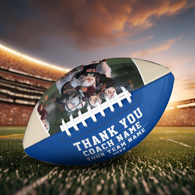 Thank you Coach Team Name Blue Photo Football (Creator Uploaded)