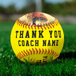 Thank you Coach Team Name Number Photo Softball<br><div class="desc">Thank you Coach Team Name Number Photo Softball. A perfect thank you gift for a coach. Personalize it with your photo,  team name,  your name,  your number,  the year and the coach name. To customize the ball click the customize button and easily use the design tool.</div>