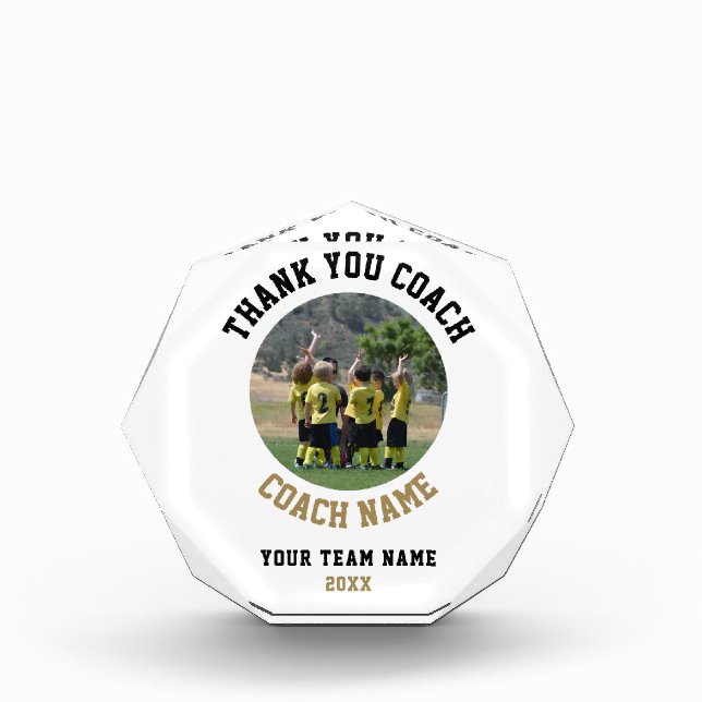 Thank you Coach Team Name Photo Acrylic Award (Front)