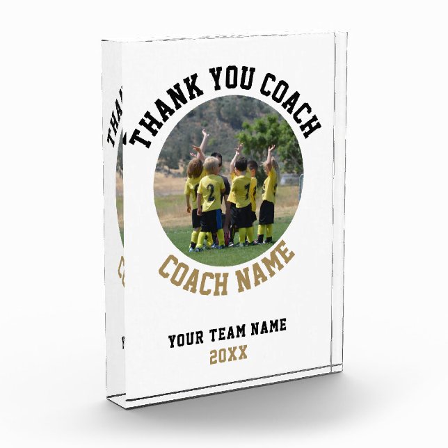 Thank you Coach Team Name Photo Acrylic Award (Left)