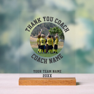 Thank you Coach Team Name Photo Acrylic Sign