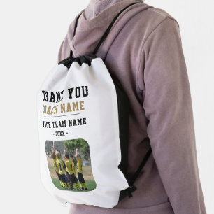 Thank you Coach Team Name Photo Drawstring Bag