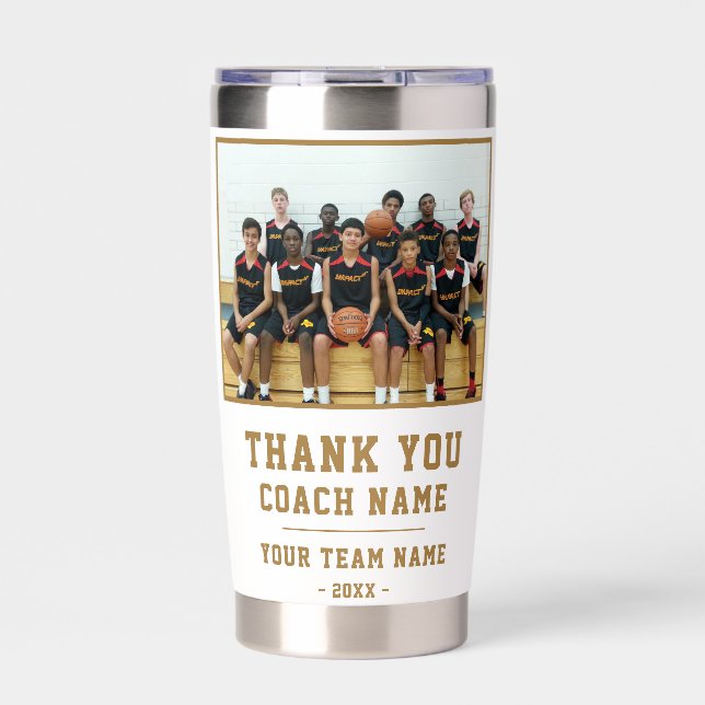 Thank you Coach Team Name Photo Insulated Tumbler (Front)