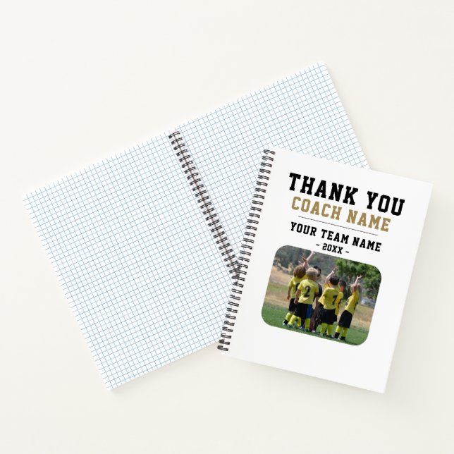 Thank you Coach Team Name Photo Notebook (Inside)