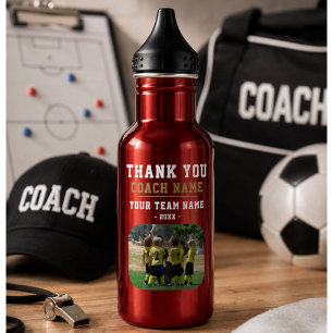 Thank you Coach Team Name Photo Stainless Steel Water Bottle