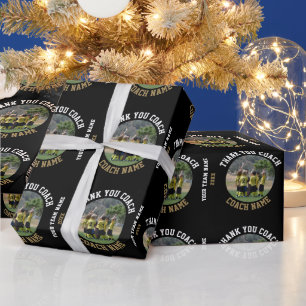 Thank you Coach Team Name Photo Wrapping Paper