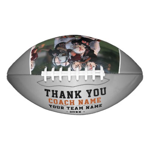 Thank you Coach Team Name Silver Photo Football