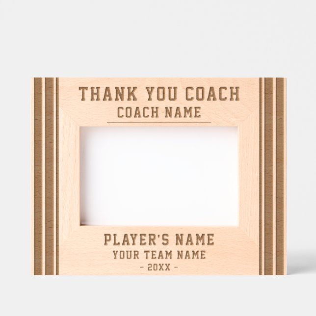 Thank you Coach Team Name Sports Keepsake Engraved Frames (Front)