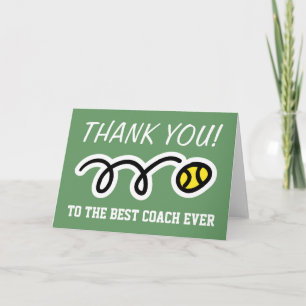 Thank you coach tennis greeting cards