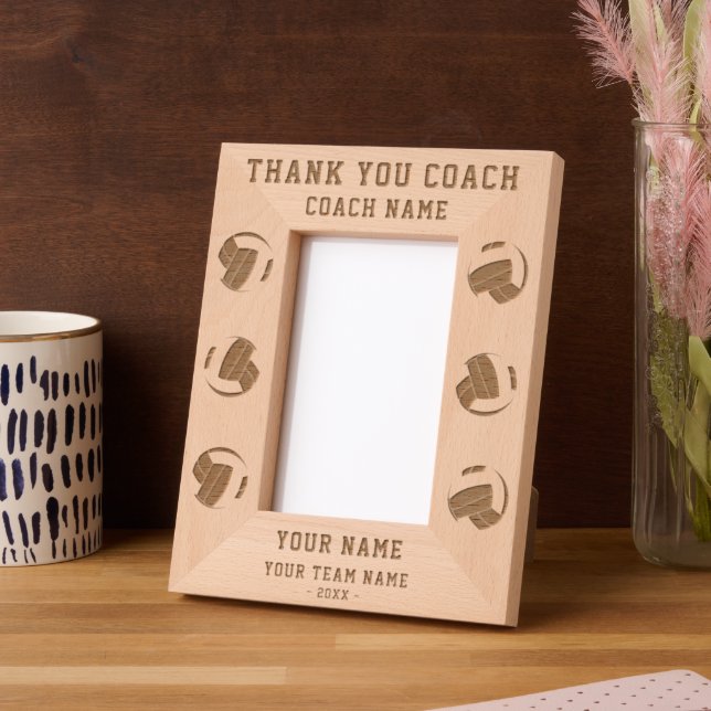 Thank you Coach Volley Ball Team Name Sports Engraved Frames (Left)