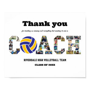 Thank You Coach Volleyball Team Photo Collage  Poster